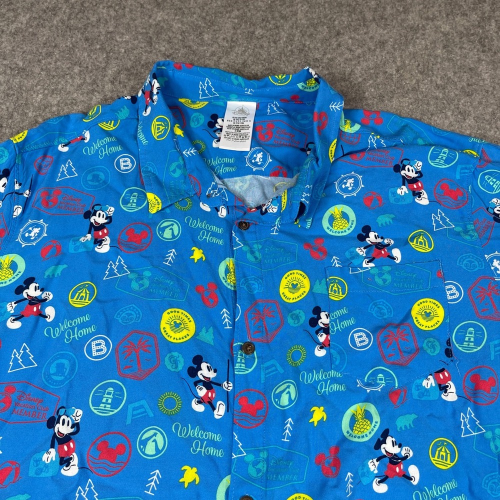 Disney Vacation Club Member Shirt XXL Blue Mickey Mouse Disney Resorts AOP